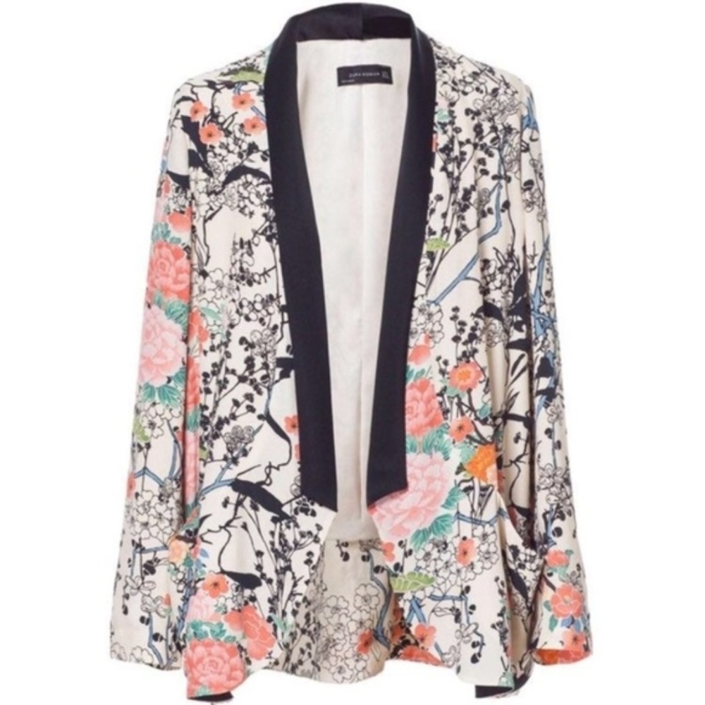 Zara Blazer Japanese Cherry Blossom Tuxedo Style